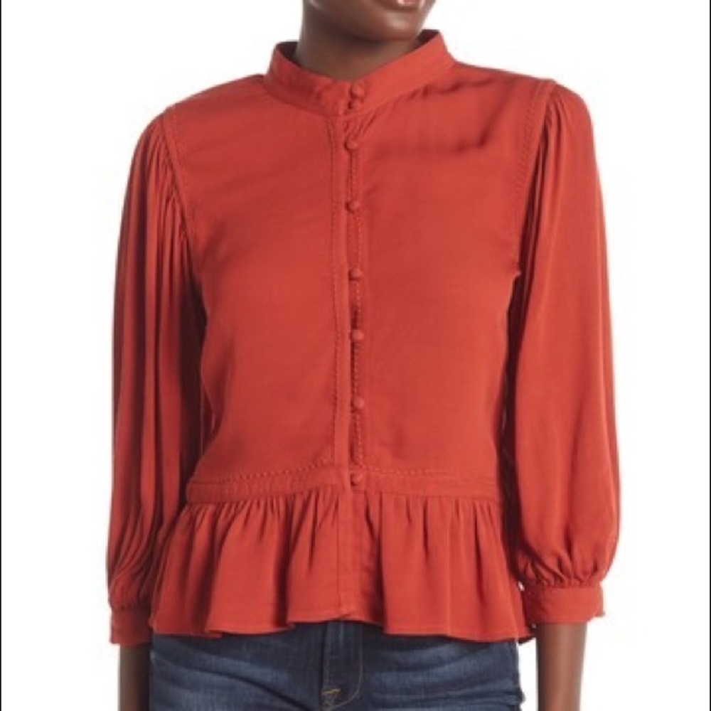 Frame Denim Solid Peplum Blouse
